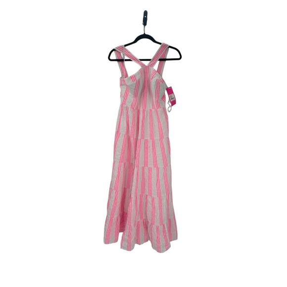 Lilly Pulitzer Jenette Halter Maxi Havana Pink Sails & Stripes Seersucker 00 NWT - Picture 10 of 12